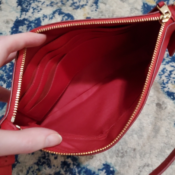 Coach Large Wristlet 25 Clutch Handbag Red/Gold - Picture 7 of 9